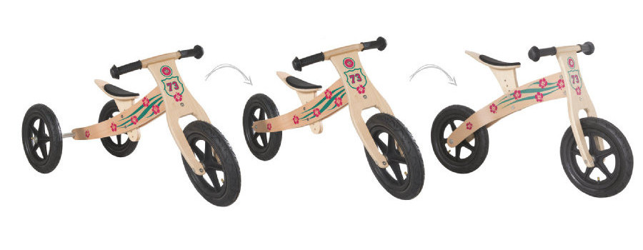 Roba springcykel, så bygger man om från tre-hjuling till två-hjuling
